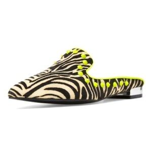 BEAUTIISOLES Black & White Zebra-Stripe Sadie Mule